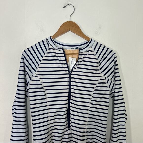 Cabana Life Navy striped zipup Unisuit 50+UPF Size Large NWT - Picture 3 of 12